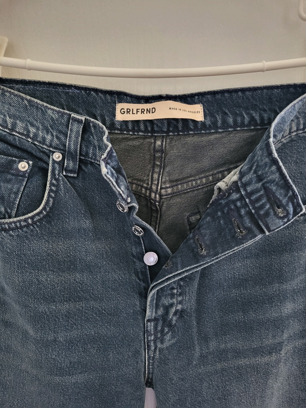 GRLFRND Indigo High-Rise Button-Fly Jeans